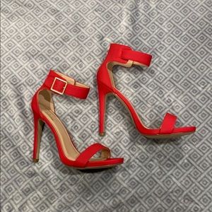 Red strap heels